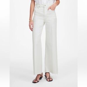 Madewell Flared Wide-Leg Crop Jeans Women's Size 29 in Pure White raw hem NEW